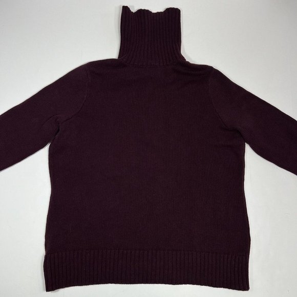 Ralph Lauren Woman’s Turtleneck Cotton Burgundy Sweater, Leather Buttons Sz 1X - Picture 9 of 11